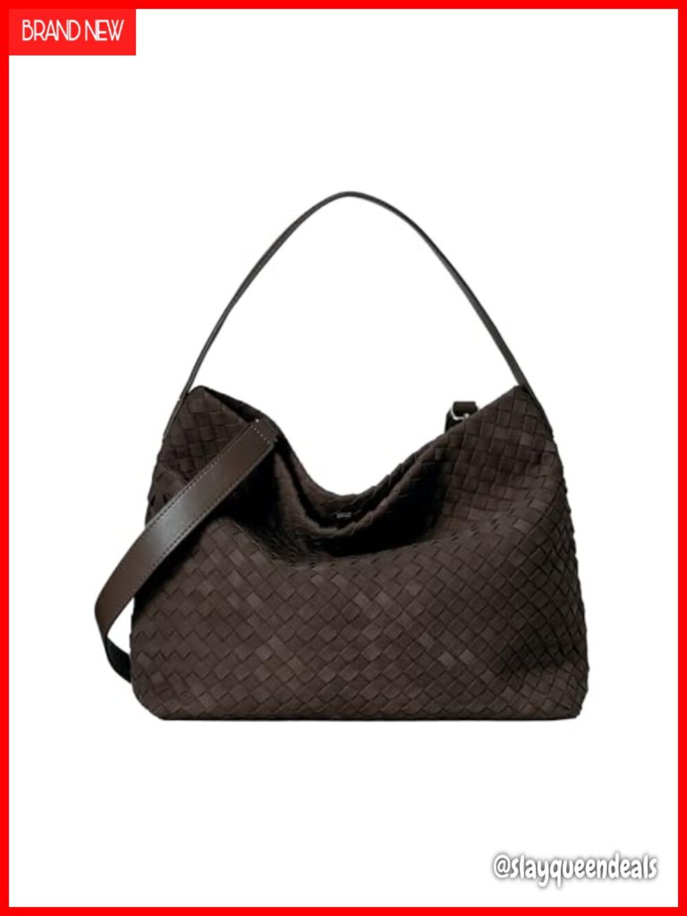 Woven Faux Suede Tote Hobo Bag Shoulder Purse for Women
